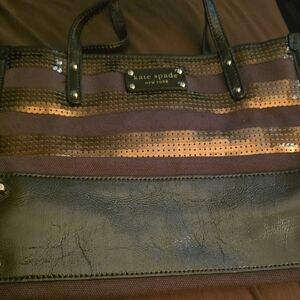 Kate Spade Black and Brown Striped Tote